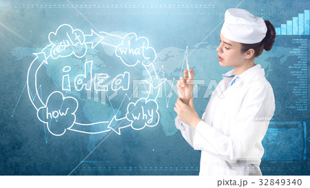 Beautiful medical woman doctor in uniform. Studio 32849340