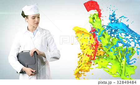 Beautiful medical woman doctor in uniform. Studio Beautiful medical woman doctor in uniform. Studio 32849484