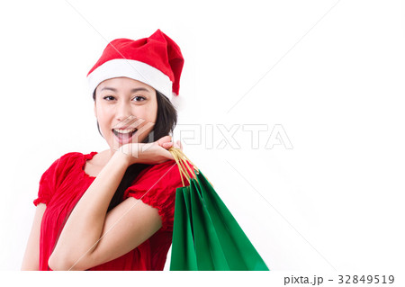 happy woman enjoying christmas shopping happy woman enjoying christmas shopping 32849519