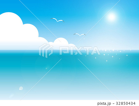 海と太陽のイラスト素材 32850434 Pixta