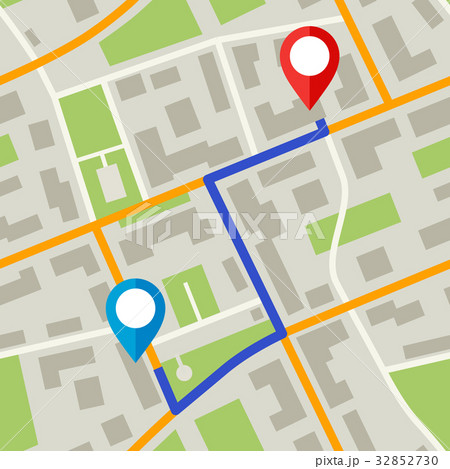 Map with pins and blue way 32852730