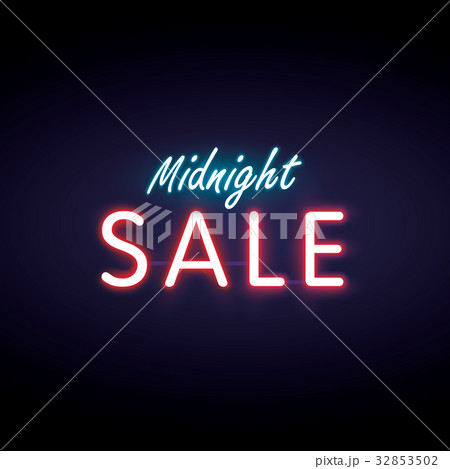 Midnight sale 01 neon style heading design banner 32853502