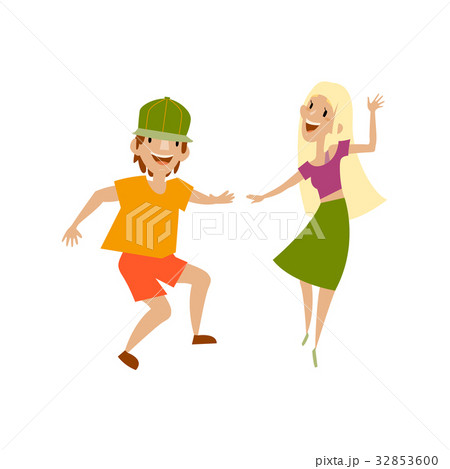 Vector set of teenagers in casual clothing dances 32853600