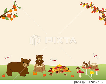 秋の森の動物たちのイラスト素材