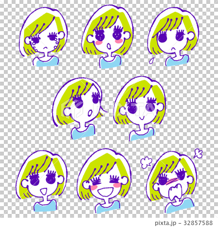いろいろな表情の女の子のイラスト 32857588