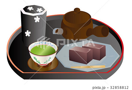 今日のスイーツ緑茶とようかん 今日のスイーツ緑茶とようかん 32858812