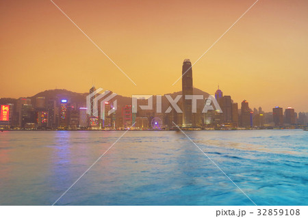 Skyline of Hong Kong at sunset 2017 Skyline of Hong Kong at sunset 2017 32859108