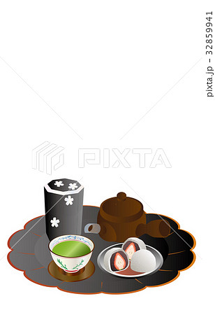 今日のスイーツ緑茶と苺大福 32859941