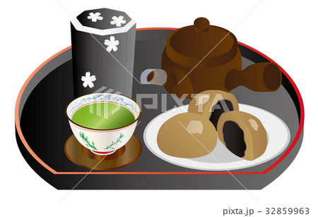 今日のスイーツ緑茶と麦まんじゅう 32859963