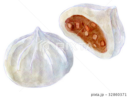 水彩イラスト　食品　にくまん 32860371