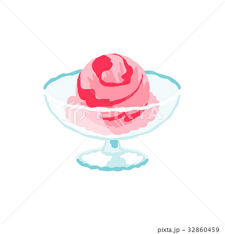 ストロベリーアイスクリームのイラスト素材
