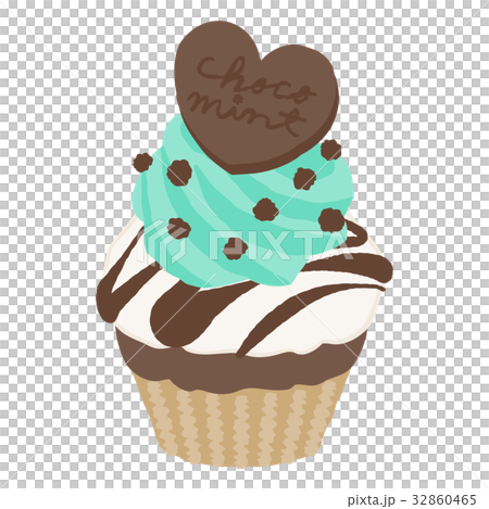 チョコミントカップケーキのイラスト素材