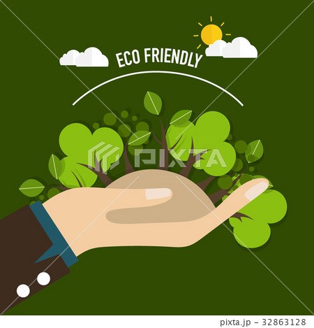ECO FRIENDLY. Ecology concept with Trees. Vector illustration ECO FRIENDLY. Ecology concept with Trees. Vector illustration 32863128
