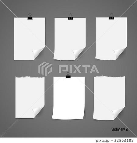 Collection of various white note papers, ready for your message. Vector illustration Collection of various white note papers, ready for your message. Vector illustration 32863185
