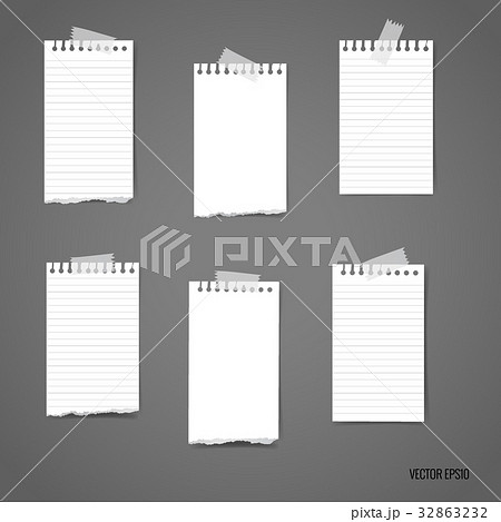 Collection of various white note papers, ready for your message. Vector illustration 32863232