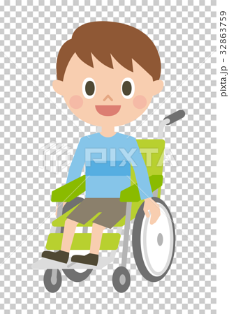 男の子 車椅子のイラスト素材