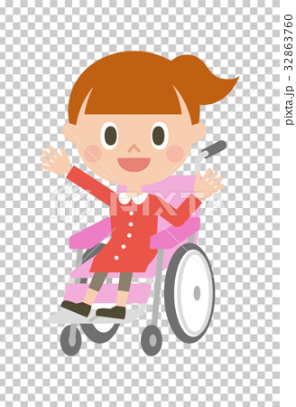 女の子 車椅子のイラスト素材