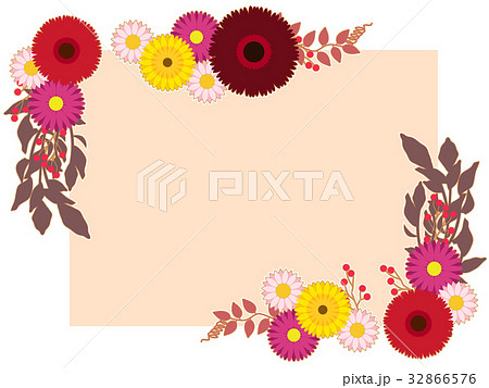 秋の花のフレーム03のイラスト素材 32866576 Pixta