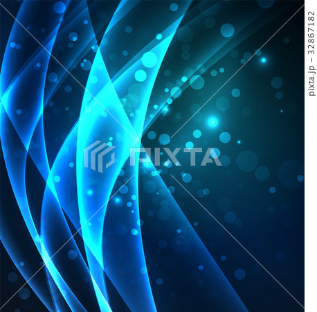 Energy lines, glowing waves in the dark, vector 32867182