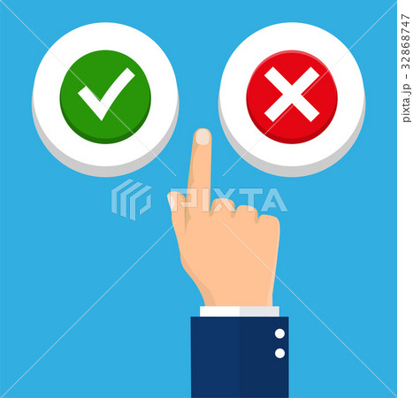 Hand, finger pressing buttons no or yes 32868747