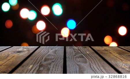 Perspective wood and bokeh background of night and Perspective wood and bokeh background of night and 32868816