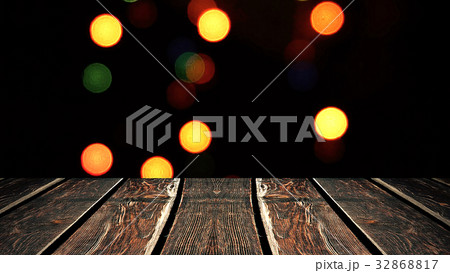 Perspective wood and bokeh background of night and Perspective wood and bokeh background of night and 32868817