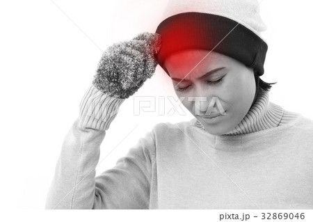 stressed woman suffering from headache stressed woman suffering from headache 32869046