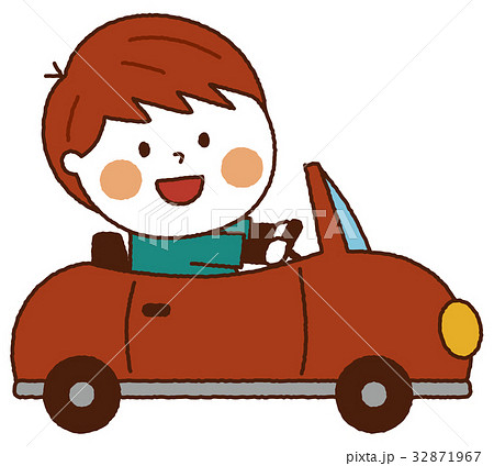 車に乗った男の子のイラスト素材