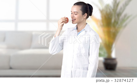 Beautiful medical woman doctor in uniform. Studio 32874127