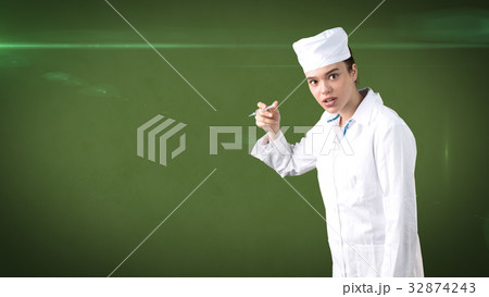 Beautiful medical woman doctor in uniform. Studio Beautiful medical woman doctor in uniform. Studio 32874243
