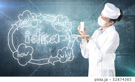 Beautiful medical woman doctor in uniform. Studio 32874365