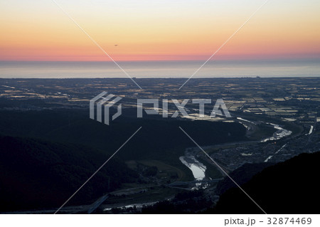 手取川扇状地の夕景 手取川扇状地の夕景 32874469