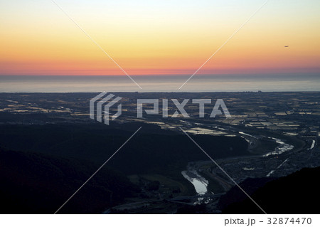 手取川扇状地の夕景 手取川扇状地の夕景 32874470