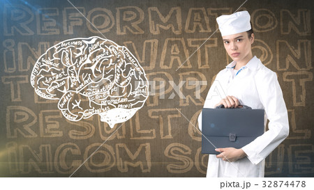 Beautiful medical woman doctor in uniform. Studio Beautiful medical woman doctor in uniform. Studio 32874478