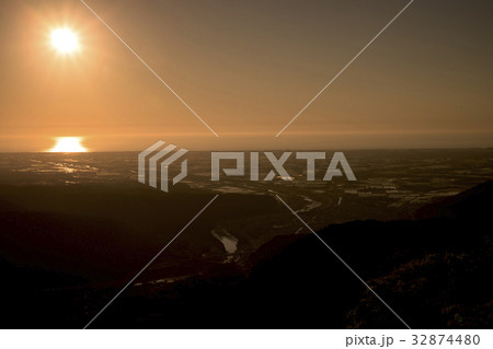 手取川扇状地の夕景 手取川扇状地の夕景 32874480