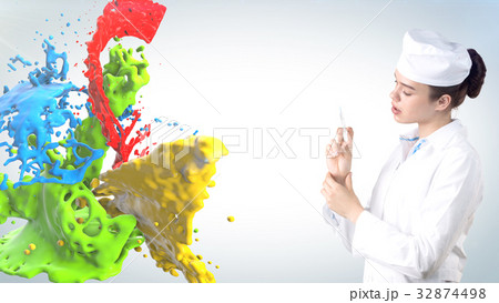 Beautiful medical woman doctor in uniform. Studio 32874498
