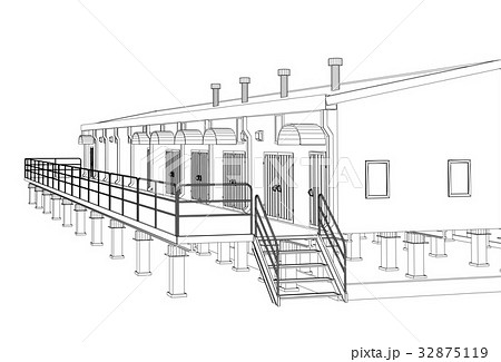 Wire-frame industrial building 32875119