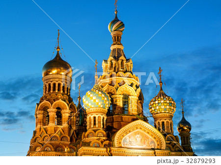 Church of the Savior on Spilled Blood at night 32879293