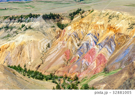 Multicolor soil of mercury occurrence in Altai Multicolor soil of mercury occurrence in Altai 32881005