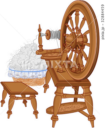 Shepherd Spinning Wheel And Chairのイラスト素材