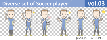 青いユニフォームを着たサッカー選手のイラストvol.03 青いユニフォームを着たサッカー選手のイラストvol.03 32884936