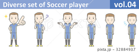 青いユニフォームを着たサッカー選手のイラストvol.04 青いユニフォームを着たサッカー選手のイラストvol.04 32884937