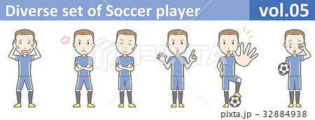 青いユニフォームを着たサッカー選手のイラストvol.05 青いユニフォームを着たサッカー選手のイラストvol.05 32884938