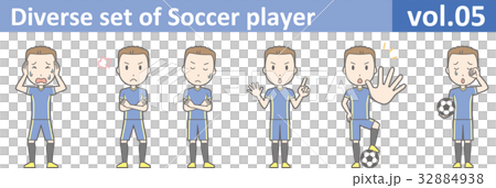 青いユニフォームを着たサッカー選手のイラストvol.05 青いユニフォームを着たサッカー選手のイラストvol.05 32884938