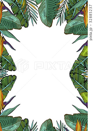 Tropical Vertical Template With Palm  Leaves 32885237