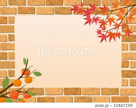 レンガ背景 秋のフレーム素材のイラスト素材