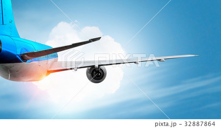 Airplane high in sky. Mixed media Airplane high in sky. Mixed media 32887864