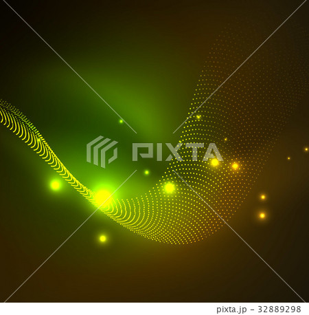 3D illuminated wave of glowing particles 3D illuminated wave of glowing particles 32889298
