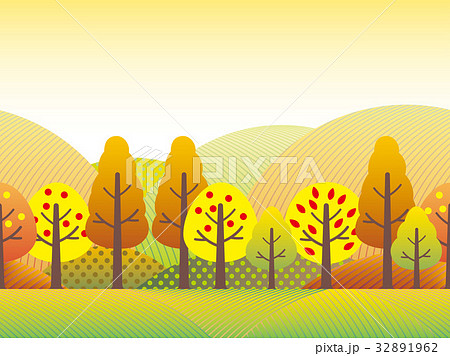 秋の風景 シームレスな田園のイラストのイラスト素材