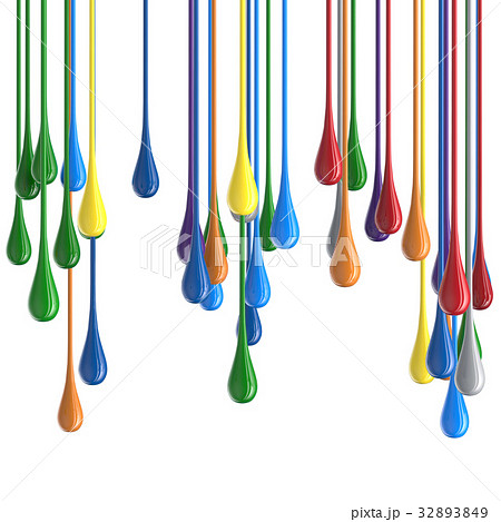 3D color glossy paint drop blobs 32893849